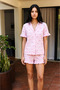 Women's Loose Pink Pajama Set with Stretchy Shorts