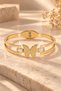 Steel Farfalla Zircon Stone Luxury Handcuff Bracelet Gold - 8