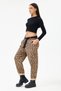 Women's Camel Italian Large Size Leopard Patterned Lycra Carrot Pants 40 - 50 Size - 3