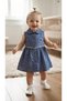 Vrl Ki̇ds 0182 Navy Blue White Starry Belted Dress