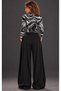 Women's Black-White Patterned High-Neck Blouse Be545 - 2