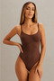 Women's Seamless Knitted Strappy Brown Full Body Suit - 6