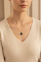 Women's Bijouterie Necklace with Yellow Chain and Navy Blue Enamel Flower Pendant - 2
