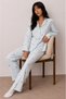 Women's Buttoned Winter Home Blue Pajama Set - 2