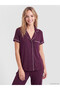 Vizyon New Season Purple Shirt Collar Women's Pajama Set - 2