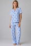 Blue Ribbon Patterned Striped Wrinkled Pajama Set 4645-Blue - 6