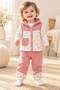 Baby girl floral print hooded vest long sleeve t-shirt bottom sweatpants 3-piece set 3-6 months - 2