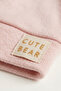 100% Cotton Interlock Cute Bear Embroidered Top-Tie Knotted Baby Beanie Hat 0-6 Months - 3