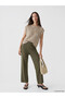 Texx Store Quality Khaki Thessaloniki Straight Comfortable & Relaxing Wide Leg Women's Trousers