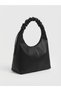 Black Drawstring Handle Women's Shoulder Bag |   Daily Bag |   Lined Bag - 2