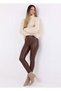 Women's Faux Leather Leggings with Velvet Lining and Topstitch - 7