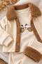 Baby boy plush collar jacket with car embroidery, 3-piece set (top, bottom, jacket) - 3-6-9-12 months - 4