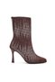 Women's Suede Shiny Stone Embroidered Back Zipper Thin Heeled Boots - 5