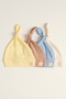 100% Cotton Interlock Cute Bear Embroidered Top-Tie Knotted Baby Beanie Hat 0-6 Months Set of 4 Pack