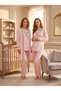 New Season Pink Double-Breasted Collared Design with Easy Breastfeeding Feature, Long Sleeves, 100% Cotton Maternity Pajama Set - 3