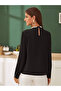 Women's long sleeve crepe blouse with stone collar detail - imported - 4