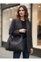 Black Drawstring Handle Women's Shoulder Bag |   Daily Bag |   Lined Bag - 3