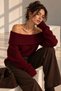 Women's Madonna Collar Knitwear Sweater Soft Textured Shoulder Cut-Out Comfortable Fit My3535 - 3
