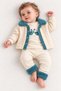 Baby Boy Plush Collared Jacket with Car Embroidery, Top and Bottom 3-Piece Set 3-6-9-12 Months - 2