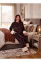New Season Velvet Plush Detailed Special Design Long Sleeve Plus Size (Oversized) Pajama Set - 4