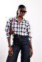 Navy Blue Plaid Shirt with Button Detail on the Back 19176 - 3