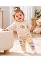 Baby Girl 2-Piece Set Ribbed Sweatshirt Patterned Leggings - 3