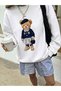Cute Academy Style Bear Pattern Long Sleeve Crew Neck - 2