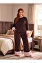 New Season Velvet Plush Detailed Special Design Long Sleeve Plus Size (Oversized) Pajama Set - 6