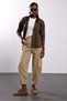 Camel Front Stitched Barrel Pants 031750 - 2