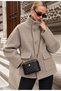 Women's Stand Collar Buttoned Oversize Cashmere Coat with Pockets Modern Short Coat