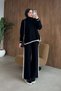 Nora Stripe Detail Pique Set Black - 3