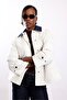 Ecru Contrast Collared Checkered Jacket 03036 - 2