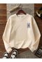 Women's Sardine Pattern Printed Crew Neck Sweatshirt - 4