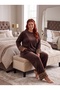 New Season Velvet Plush Detailed Special Design Long Sleeve Plus Size (Oversized) Pajama Set - 8