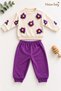 Baby Girl Set Floral Patterned 2-Piece Top and Bottom Set Seasonal Set - 6