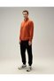 5Wm1603-Br Men's Half-Zip Sweatshirt, Terracotta Color. - 6
