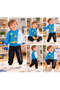 Ss Gi̇yi̇m Boys' Blue and Black 2-Piece Tracksuit Set – Car and Frog Printed Sweatshirt - 3