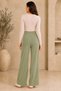 Women's Light Khaki Ribbed Front Wide Fit Loose Leg Modal Fabric High Waist Gathering Pants Leggings - 4