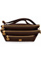 Women's Three-Compartment Faux Leather Stylish Handbag and Shoulder Bag with Gold Accessories - 3