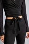 F8572Axbk81 Black Cross Tie Long Sleeve Blouse - 4