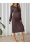 Rochie midi, maro - 2