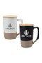 Two-toned Ceramic Mugs with Clay Bottom, Bamboo Lid, Black - 2