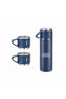 Saffle - Family Set of Vacuum Flask & Two Cups - Navy Blue - 6