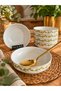 Bone Porcelain 6-Person Gold Gilded Flower Pattern Deep Plate 21cm - 2