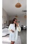 Ecru Long Oversize Knitwear with Side Slits - 3