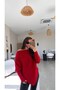 Red Boat Neck Asymmetrical Knitwear Blouse - 2