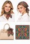 Women's Patterned Scarf Bandana Stylish Hair Bandana Authentic Burgundy Green Neck Scarf Square Shawl - 2