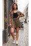 Polologin Women's Brown Snowflake Hooded Lumberjack Shirt Tunic - 2