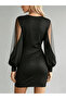 Women's long sleeve v-neck sparkly mini sandy dress - 4