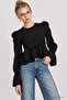 Ruffled Woven Shirt with Gathered Detail Lby0095 Black - 2